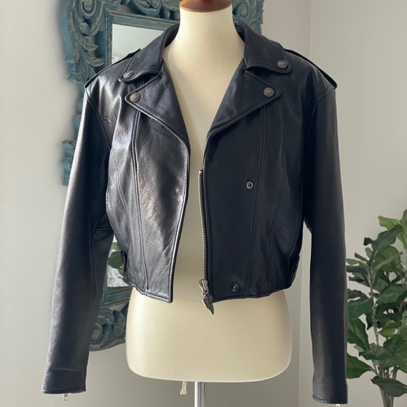 VTG Harley Davidson Cropped Leather Jacket - Picture 5 of 16